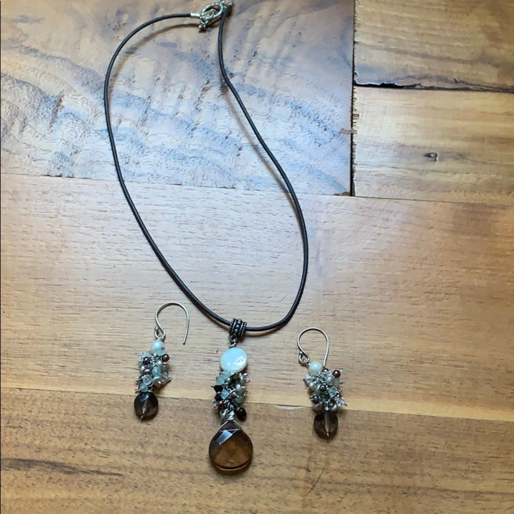 Multi-stone necklace and matching earrings